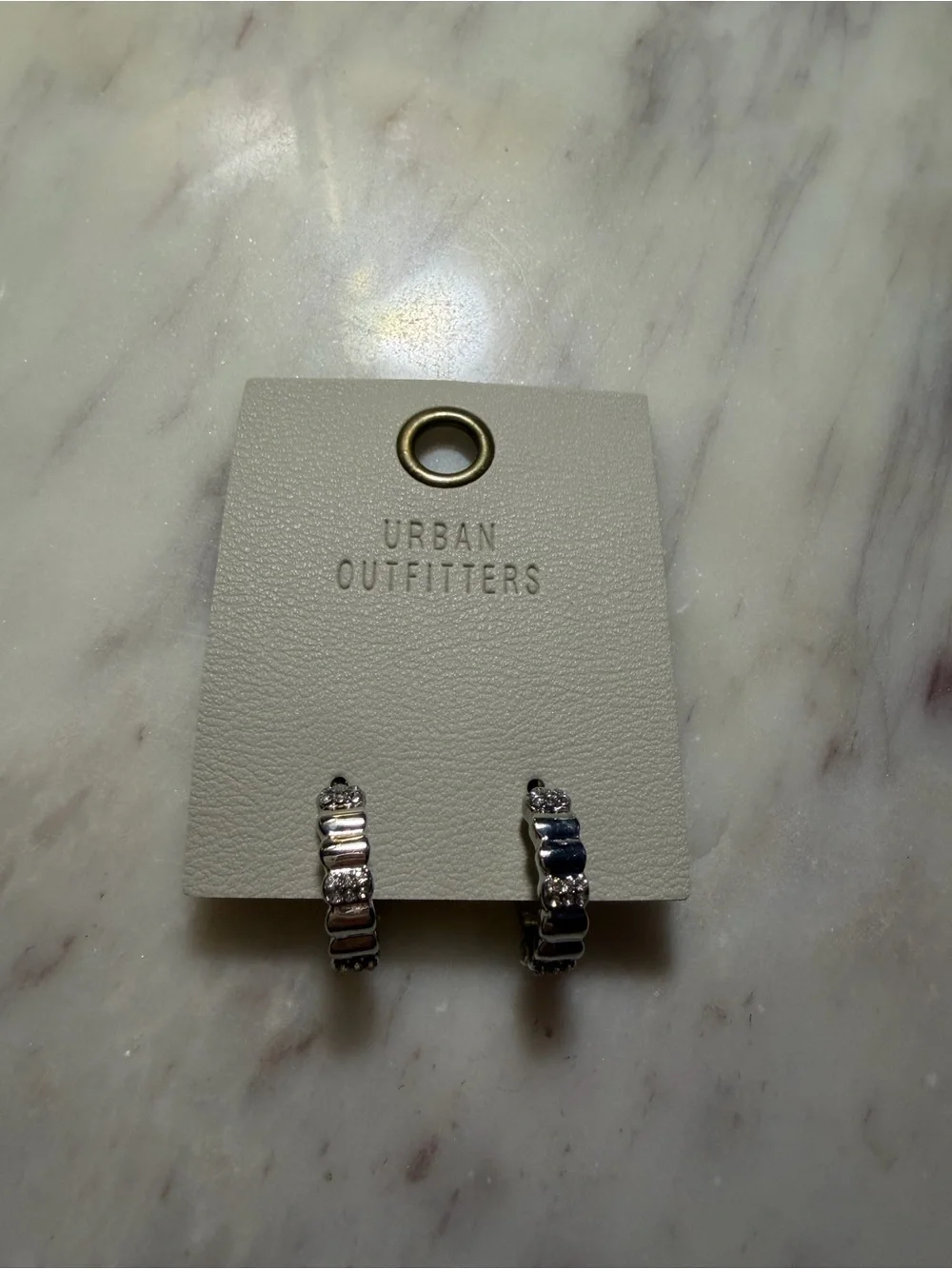 NWT Urban Outfitters Carolina Ridged Rhinestone Hoop Earrings